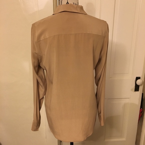 Equipment Silk Tuxedo Blouse Medium Brown Tan Shirt - Picture 5 of 8